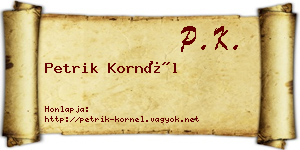 Petrik Kornél névjegykártya