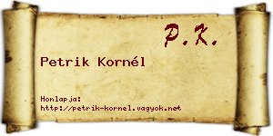 Petrik Kornél névjegykártya